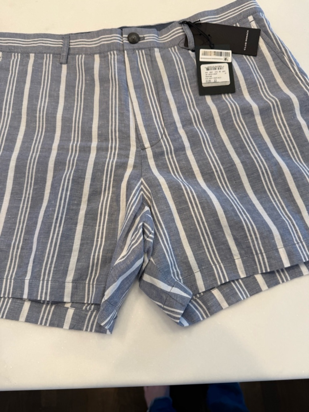Club Monaco Men’s Jax Shorts Linen Blend Blue White Sz 33 NWT - Picture 3 of 16